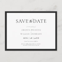 Elegante e Clássico Preto e Branco Save the Date