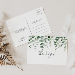 Cartão Postal Elegante e minimalista Eucalipto Verde Obrigado