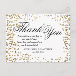 Cartão Postal Elegante e Simples Faux Dourada Confetti