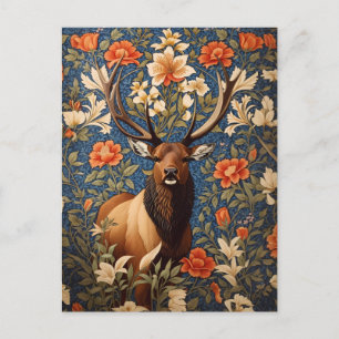 Cartão Postal Elegante Elk William Morris Inspirou Floral