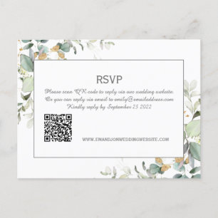 Cartão Postal Elegante Eucalipto Botânico QR Code RSVP