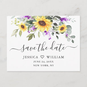 Cartão Postal Elegante Eucalipto Lavanda Casamento Save the Date