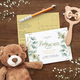 Cartão Postal Elegante Eucalyptus Gênero Chá de fraldas neutro