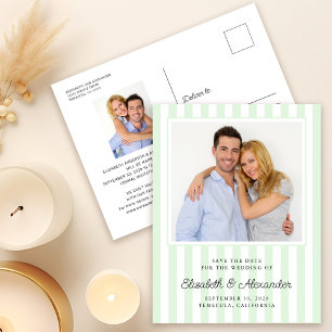Cartão Postal Elegante Faixa Moderna Foto Casamento Salve A Data