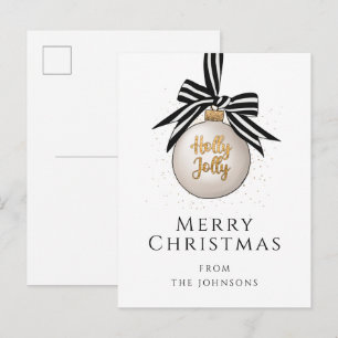 Cartão Postal Elegante Feliz Natal Bauble Holiday