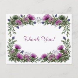 Cartão Postal Elegante Flor de Cardo Roxo Obrigado
