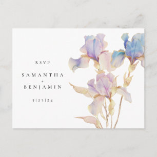 Cartão Postal Elegante Flor de Íris Casamento RSVP