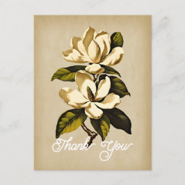 Cartão Postal Elegante Flor de Magnólia Vintage Obrigado