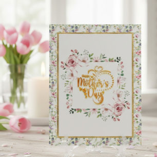 Cartão Postal Elegante Floral Dia das Mães Com Feriado de Rosa R