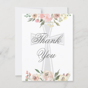 Cartão Postal Elegante Floral Rosa Cristão Agradecimento Persona