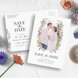 Cartão Postal Elegante Floral Salve a Data