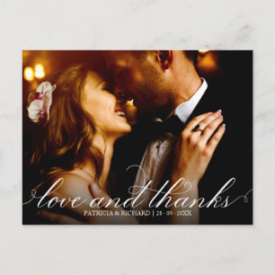 Cartão Postal Elegante Foto de Agradecimento e Amor para Casamen