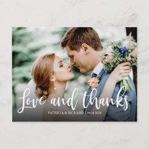Cartão Postal Elegante Foto de Amor e Agradecimento Obrigado Cas