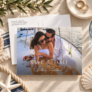 Cartão Postal Elegante Foto de Casamento de Vela Save the Date