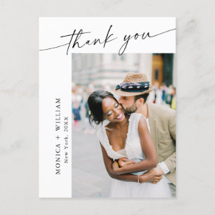 Cartão Postal Elegante Foto De Casamento Minimalista Obrigado
