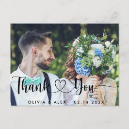 Cartão Postal Elegante Foto de Casamento Obrigado