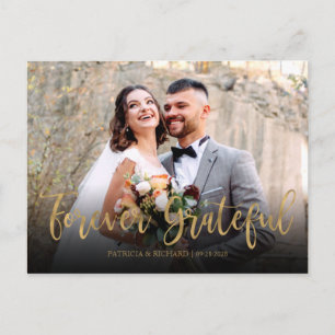 Cartão Postal Elegante Foto de Casamento Para Sempre Grato Obrig