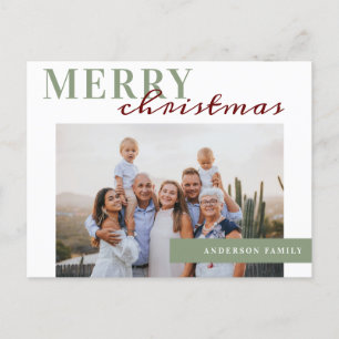 Cartão Postal Elegante Foto Feliz Família de Natal