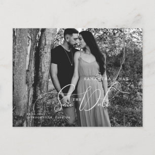 Cartão Postal Elegante Foto Preto e Branco do Casal Salve a Data