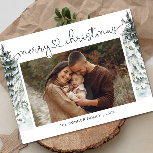 Cartão Postal Elegante Fotografia de Caligrafia Moderna de Natal