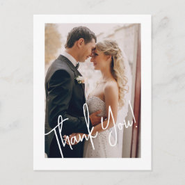 Cartão Postal Elegante Fotografia de Casamento Agradecimento