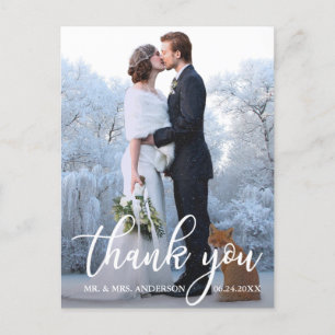 Cartão Postal Elegante Fotografia de Casamento Agradecimento Noi