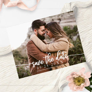 Cartão Postal Elegante Fotografia de Casamento com Caligrafia pa
