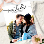 Cartão Postal Elegante Fotografia de Casamento com Caligrafia pa<br><div class="desc">Elegante Cartão Postal de Casamento com Caligrafia para Salvar a Data</div>