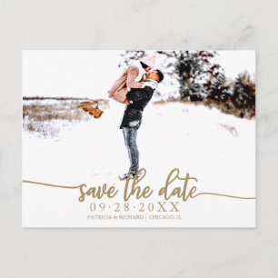 Cartão Postal Elegante Fotografia de Casamento de Caligrafia par