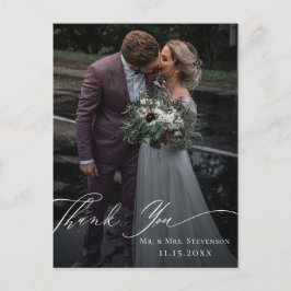 Cartão Postal Elegante Fotografia de Casamento Obrigado com Cali