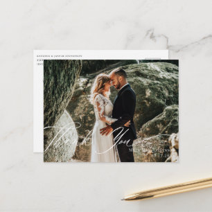 Cartão Postal Elegante Fotografia de Casamento Obrigado com Cali