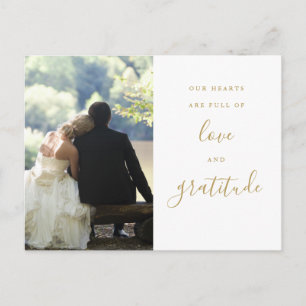 Cartão Postal Elegante Fotografia de Casamento Obrigado em Doura