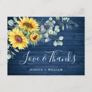 Cartão Postal Elegante Girassóis Eucalyptus Rustic Obrigado 