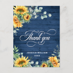 Cartão Postal Elegante Girassóis Eucalyptus RusticObrigado 