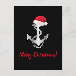 Cartão Postal elegante gradiente prata ANCHOR + SANTA HAT |