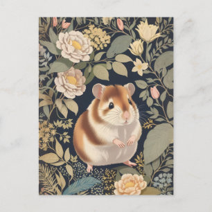 Cartão Postal Elegante Hamster William Morris Inspirou Floral