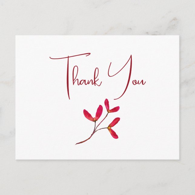 Cartão Postal Elegante Japonês Red Maple Tree Seeds Watercolor (Frente)