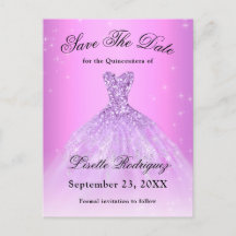 Elegante Lilás Roxo Quinceanera Save The Date