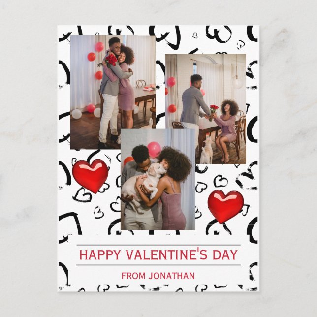 Cartão Postal Elegante Love Romantic Dia de os namorados Photo (Frente)