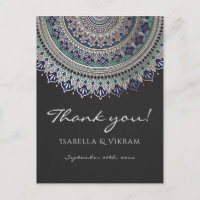 Elegante Mandala Casamento Obrigado Cartões-postai