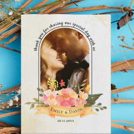 Cartão Postal Elegante Minimalista Foto Floral de Agradecimento