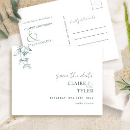 Cartão Postal Elegante Minimalista, Salve a Data de Casamento Ve