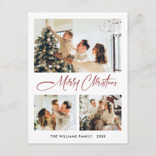 Cartão Postal Elegante Mínimo Natal 3 Foto Saudação