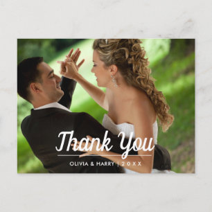 Cartão Postal Elegante Modern   Cartaz de casamento Obrigado