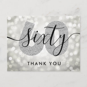 Cartão Postal Elegante Moderno Prata Obrigado pelos 60 Anos
