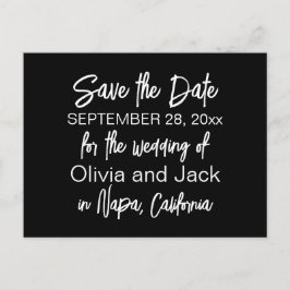 Cartão Postal Elegante Moderno Preto e Branco Save the Date