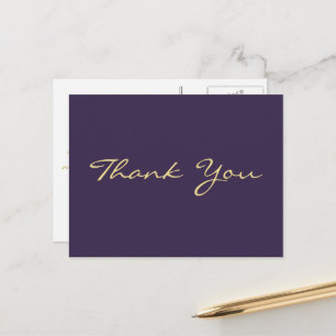 Cartão Postal Elegante Moderno Roxo Falso Agradecimento em Letra