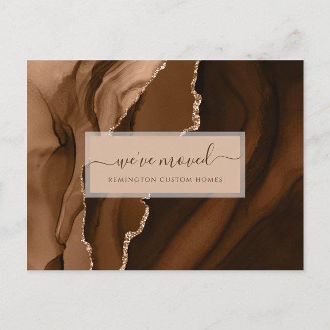 Cartão Postal Elegante Negócio Mudamos Joia Pedra Preciosa (Frente)