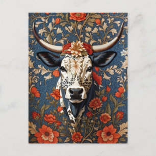 Cartão Postal Elegante Nguni Cow William Morris Inspirou