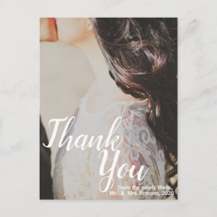 Cartão Postal Elegante Obrigado White Script Foto Postc